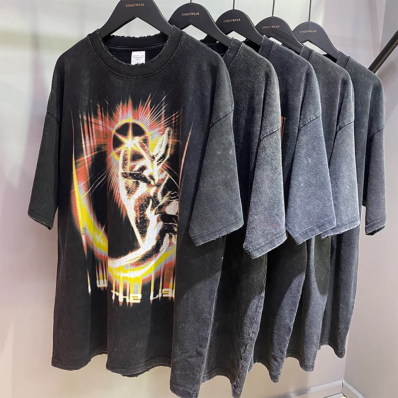 

Graphic T Shirts Cotton Retro Washed T Shirt Oversize Men Streetwear Summer Short Sleeve Top Tee Hip Hop Tshirt Vintage Clothing