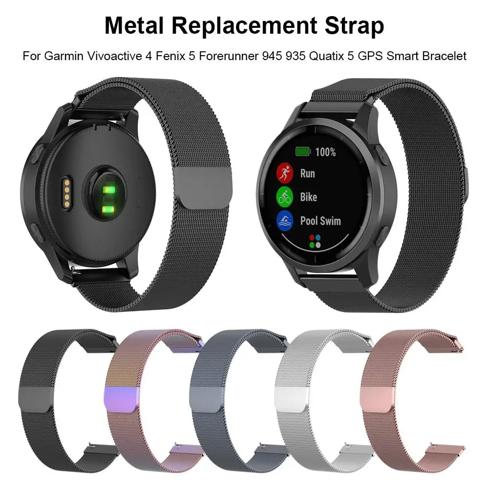 Металлический сменный ремешок для часов Garmin Vivoactive 4 Samsung Gear S3 Fenix 5 Forerunner 945 умный