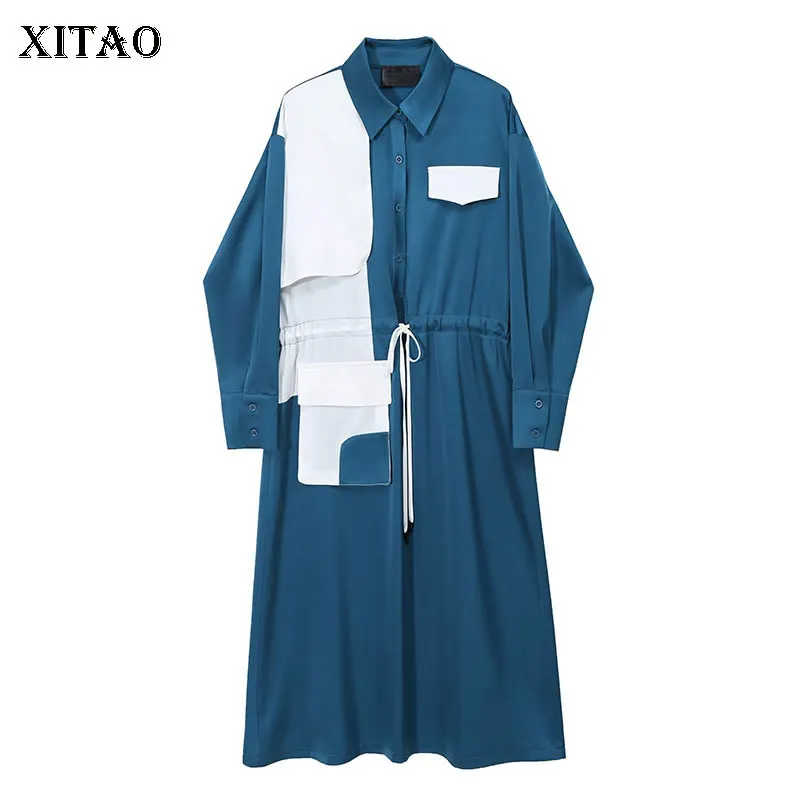Женское свободное платье XITAO размера плюс элегантное осеннее с отложным