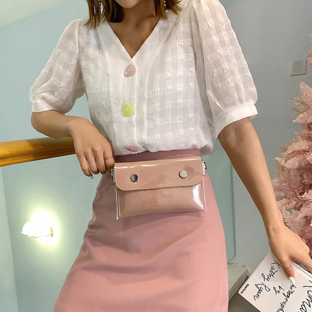 Women Waterproof Waist Bag Lether Jelly Chest Belt Bag PVC Ladies Transparent Crossbody Chain Bags Fashion Fanny Pack a08