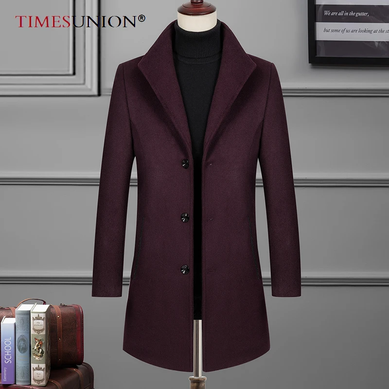2021 Autumn Winter Woolen Coat Men's Jacket Casual Slim-fit Woolen Trench Coat Mid-length Woolen High Grade Men's Clothing