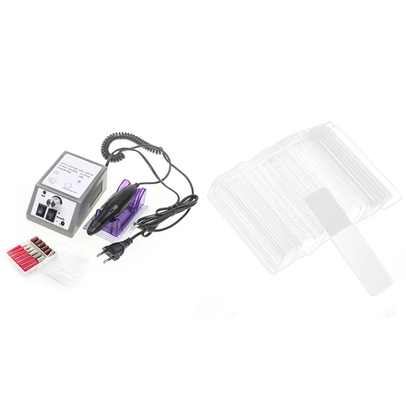 

1X Electric Nail Drill Manicure Set EU Plug & 50Pcs Nail Art Display Stand Practice Acrylic Gel Polish Holder Strip