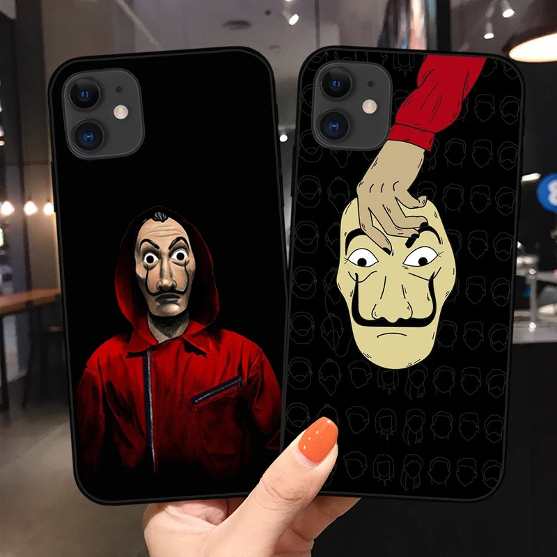 

Spain TV Money Heist House Paper La Casa de papel phone case For iPhone 12 11 13Pro Max X XSMAX XR 7 6 8Plus black soft TPU Case