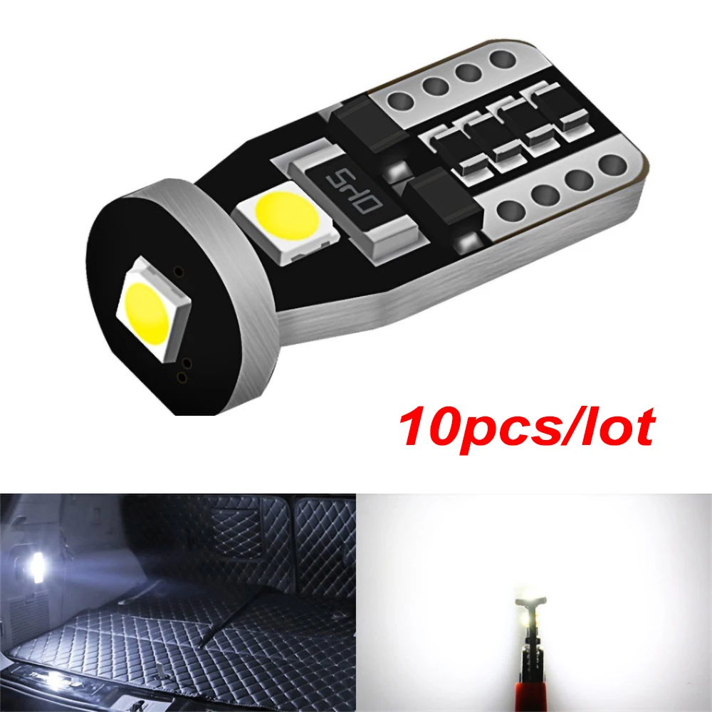 

10 шт., светодиодные лампы T10 3030 3SMD 12 В