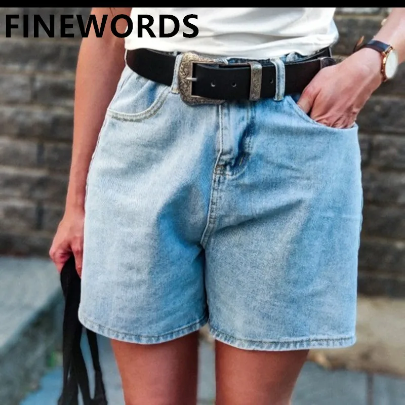 FINEWORDS 2019 мульти-кнопка Регулируемая посадка на талии Шорты с высокой талией