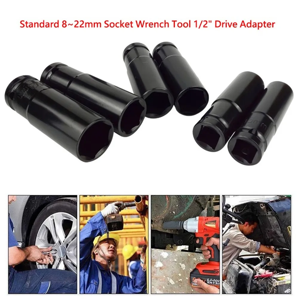 

1/2" Drive Electric Impact Wrench Hex Socket Key And Heads Set 8-24mm Black Adapter Spanner Converter Hand Tool For Mechanics
