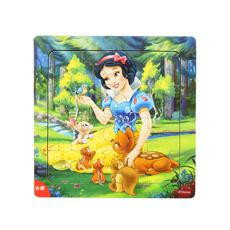 Disney 9 шт/16 шт Белоснежка/София/Микки Минни/замороженная Романтика деревянная коробка головоломка 2-3-4-5 лет детская головоломка - Цвет: Color18-16pcs