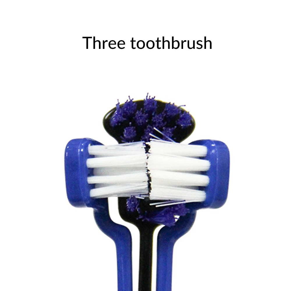 Зубная щетка для животных с тремя головками многоугольная Нескользящая ручка