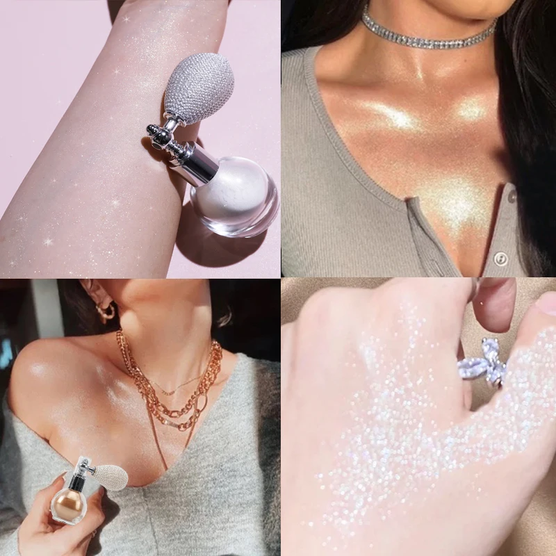 

Waterproof Diamond High Gloss Spray Champagne Gold Bronze Powder Highlighter Liquid Spray Diamond Shimmer Cosmetic 4 Colors