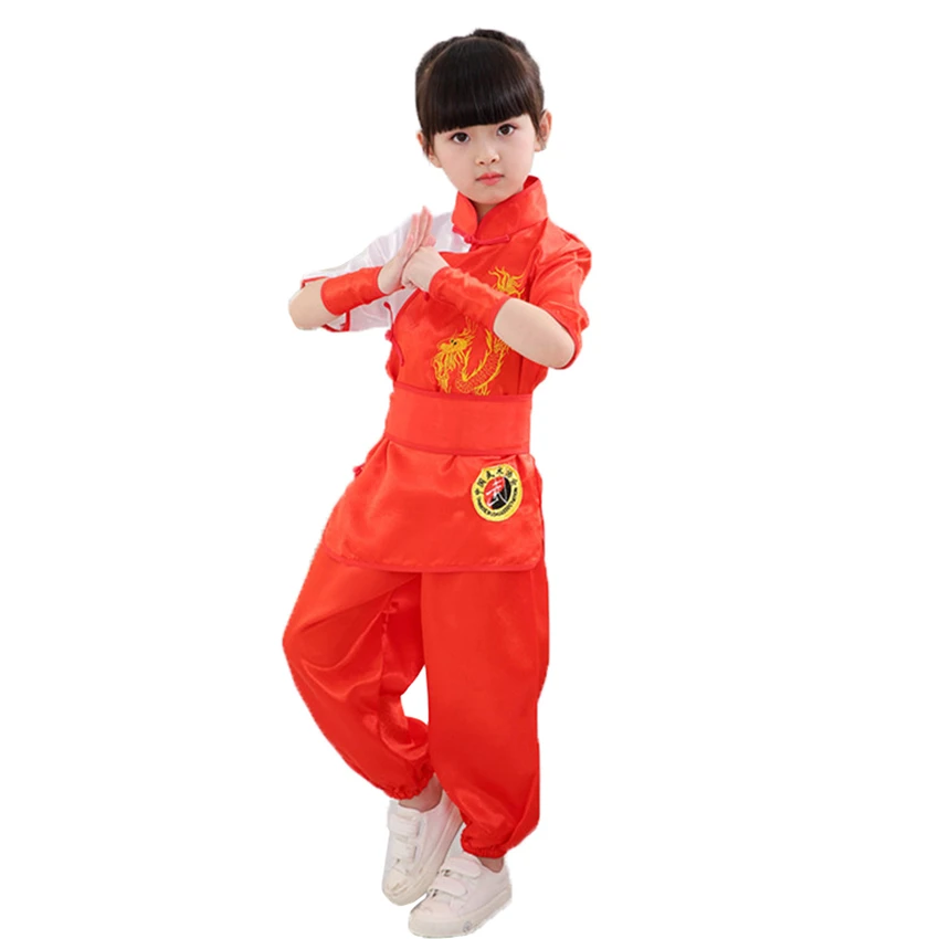 Детская одежда Wushu Униформа с вышивкой дракона кунг фу традиционная китайская