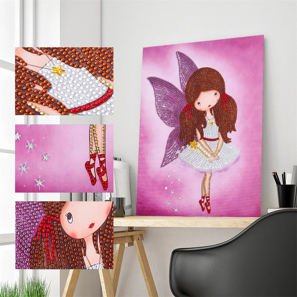 Алмазная живопись особой формы с изображением девушки ангела портрет съемные