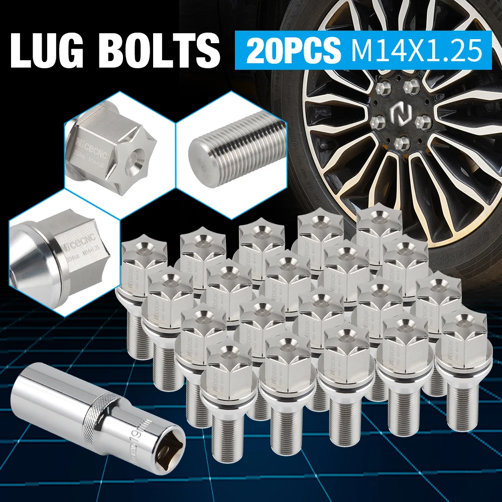 

NICECNC 304 Stainless Steel FOR BMW/MINI Lug Bolts 14*1.25 1-7Series Wheels Alloy Wheel Machined Wheel Replacement Wheel Dub