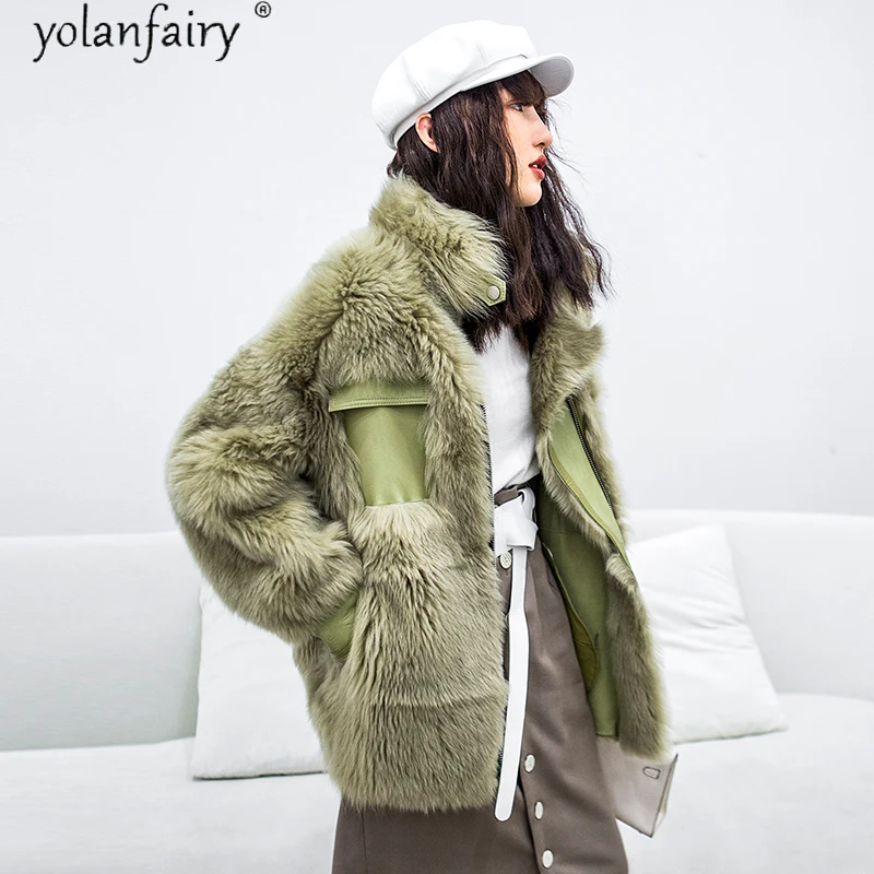 

Natural Sheep Fur Coat Women Real Fur Jacket Genuine Leather Double-faced Fur Luxury Sheep Shearling Winter Coat Women PC-27WW