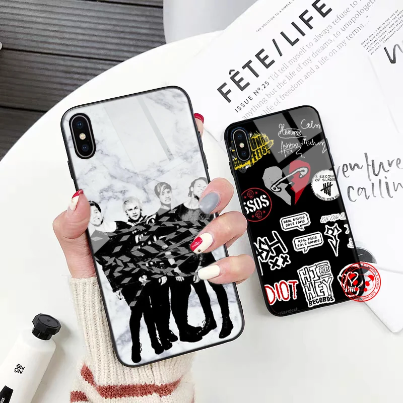 6d 5 секунд лета стеклянный чехол для телефона Apple iPhone 11 Pro XR X XS Max 6 6S 7 8 Plus 5S