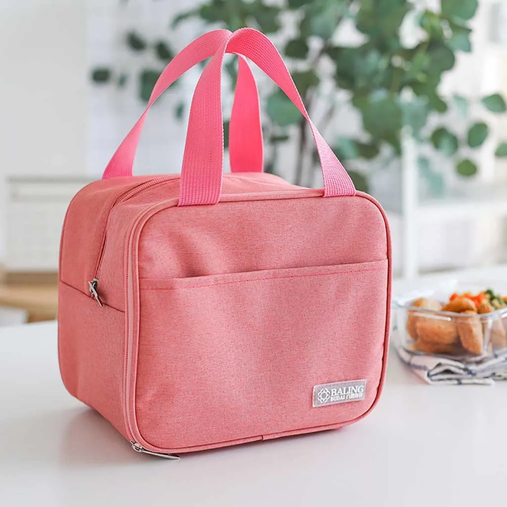 Модная переносная сумка для обеда в горошек с термоизоляцией безопасная