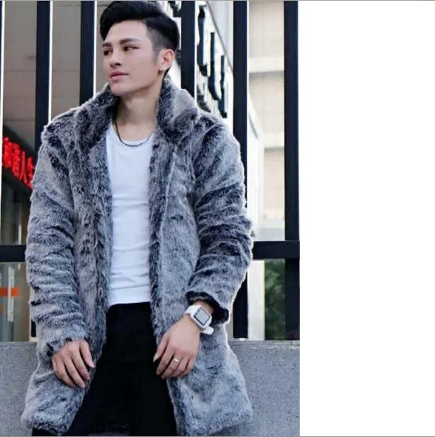 2019 зимнее Мужское пальто с отложным воротником из искусственного меха норки