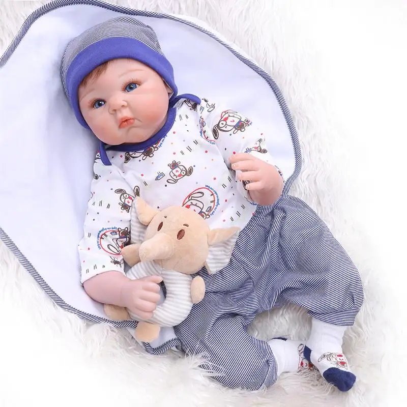 

NPK 55CM bebe reborn doll alive real baby soft silicone newborn dolls toys for children gift boneca reborn menino