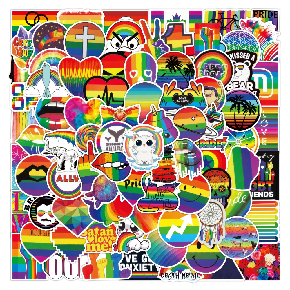 

10/30/50/100pcs Gay Lesbian Rainbow Stickers Aesthetic Colorful Decals Toys DIY Laptop Phone Guitar Waterproof Graffiti Sticker