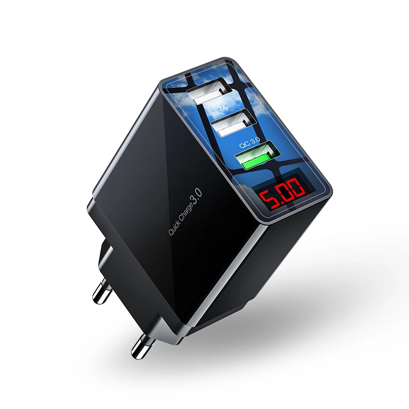 Зарядное устройство USB Quick Charge 3,0 со светодиодный дисплеем для iPhone X 8 7 быстрое настенное зарядное устройство для samsung S9 Xiaomi Mi 8 huawei