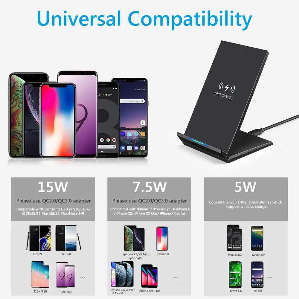 FDGAO 15 Вт Qi Беспроводное зарядное устройство для iPhone 11 Pro Max X XS XR 8 USB C QC3.0 Быстрая