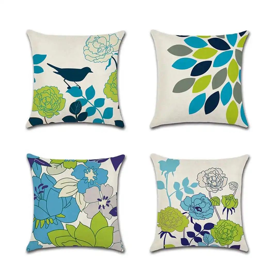

Linen Birds and Flowers Sofa Decorative Cushion Cover Pillow Pillowcase 45*45 Throw Pillow Home Decor Pillow Cover