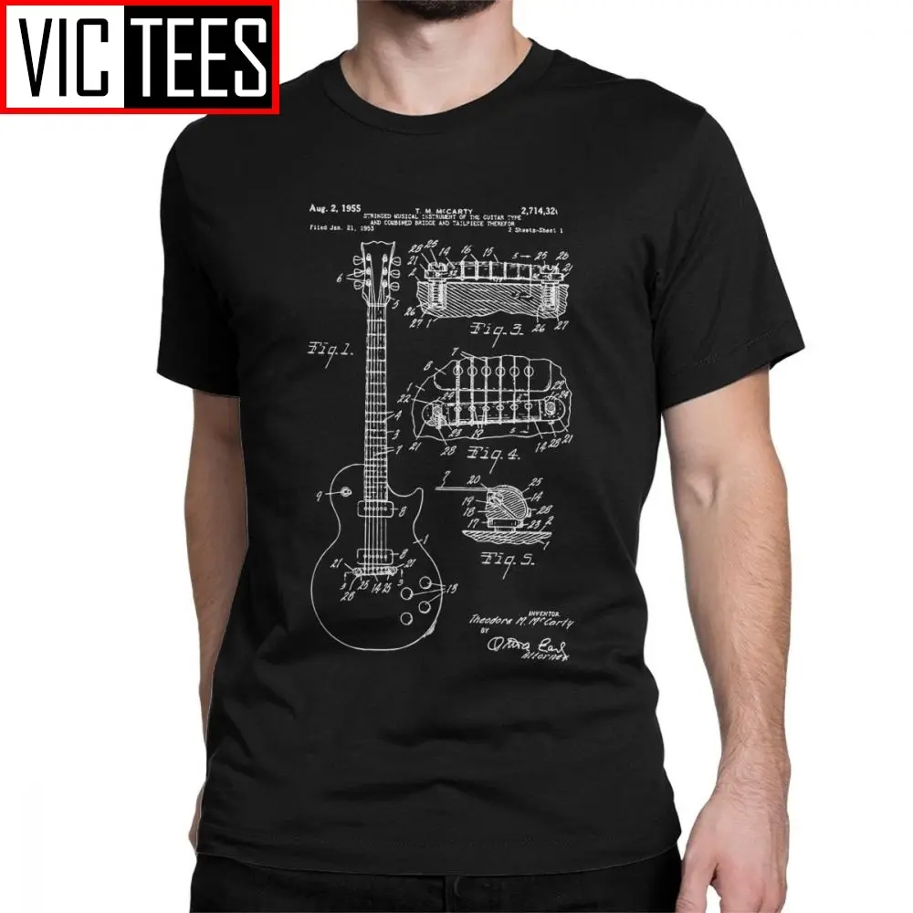 Casual T Shirt Patent Acoustic Electric Guitar Structure Music Men T-Shirt Youth Art Singular Tees Graphic