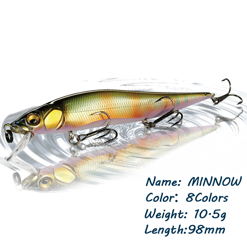 

GOBYGO 1PCS 98MM 10.5G Minnow Fishing Lure Artificial 3D Eyes Pencil Hard Baits Fishing Bait Wobblers Pesca Carp Floating Tackle