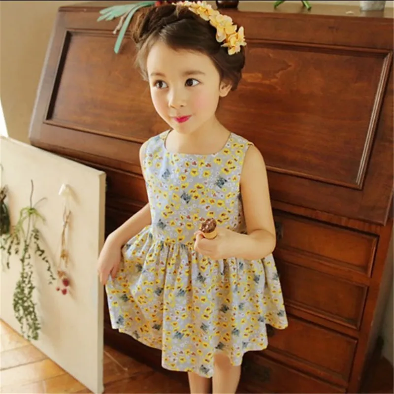 Детское летнее платье без рукавов с цветочным принтом и открытой спиной | Детская