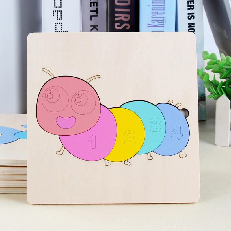 

Kids Cartoon Animal Wooden 3D Puzzles Classic Children Jigsaw Wood Toys Homeschool Supplies Educational Montessori Toddler Gift