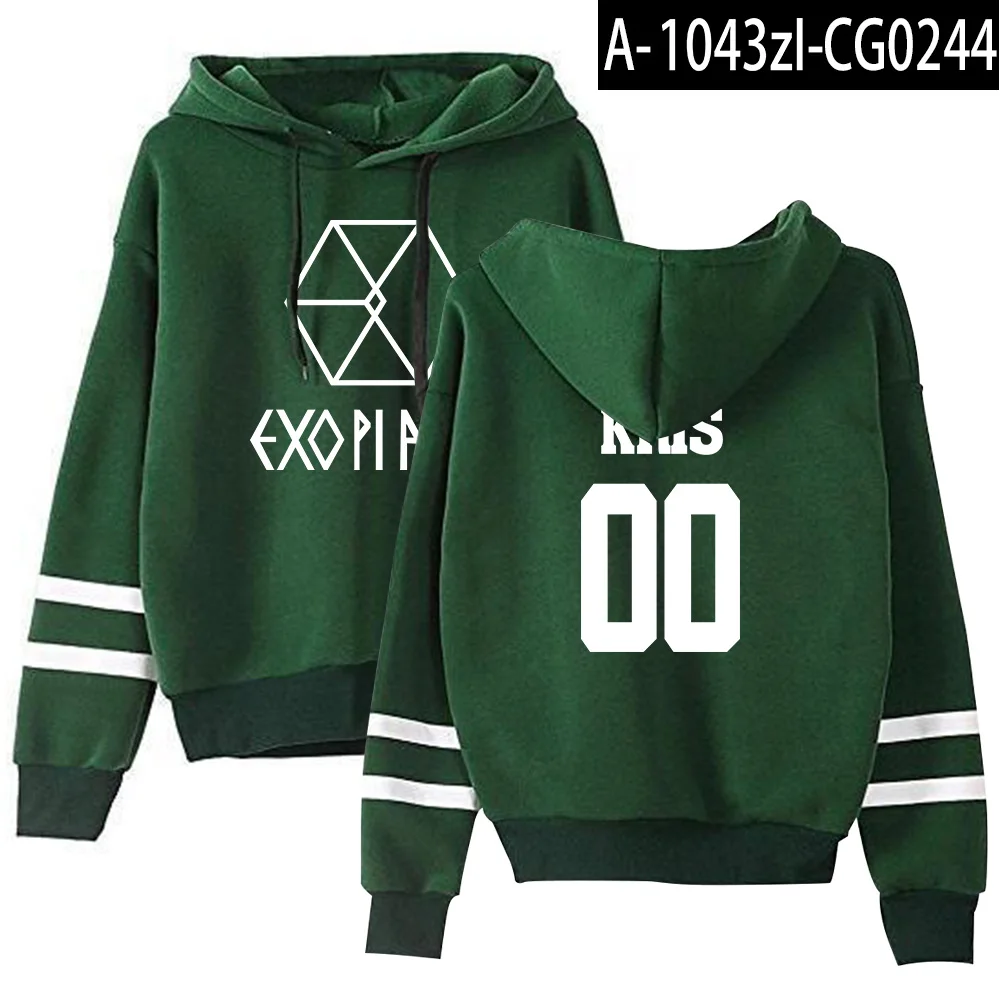 Kpop EXO милый женские худи Harajuku Повседневная Толстовка с капюшоном корейский стиль свободная толстовка с капюшоном женские флисовые толстовки пуловер Топ - Цвет: green