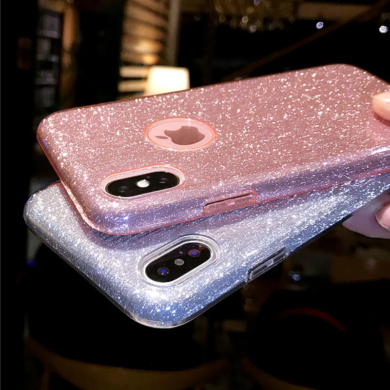 Блестящий чехол NJIEER для iPhone X 11 Pro XS MAX XR блестящий iphone 7 8 6 6S Plus милый женский