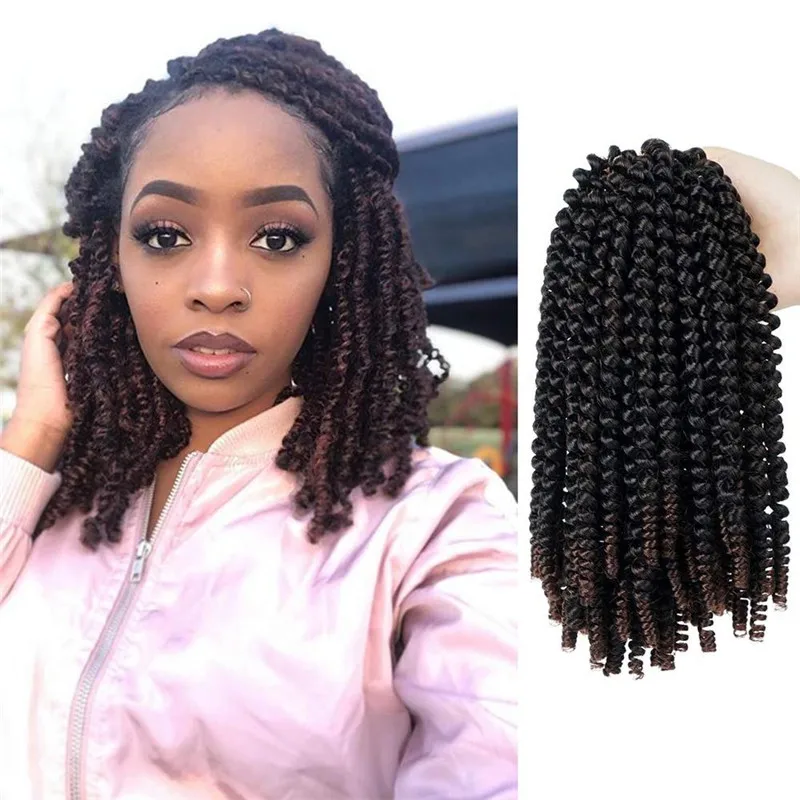 

Kong&Li Spring Twist Crochet Hair 8 Inch Passion Twist Hair Crochet Braids Synthetic Braiding Hair Black Brown Purple Blue