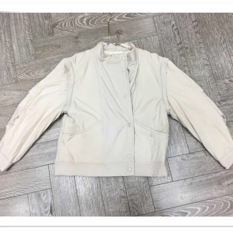 

Isabe Solid Color Cotton Jacket Sleeve Removable Loose Top