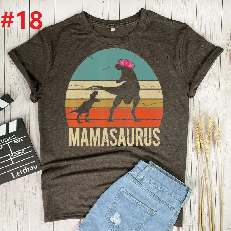

Женская футболка с принтом Mamasaurus T-Rex Dinosaur Mama, Корейская Повседневная футболка с принтом в стиле Харадзюку, летняя Винтажная футболка в стиле...