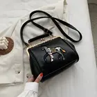 Сумка с вышивкой лошади и замком, винтажная модная сумка из искусственной кожи, женские сумки через плечо, новинка 2021, женские сумки-тоут
