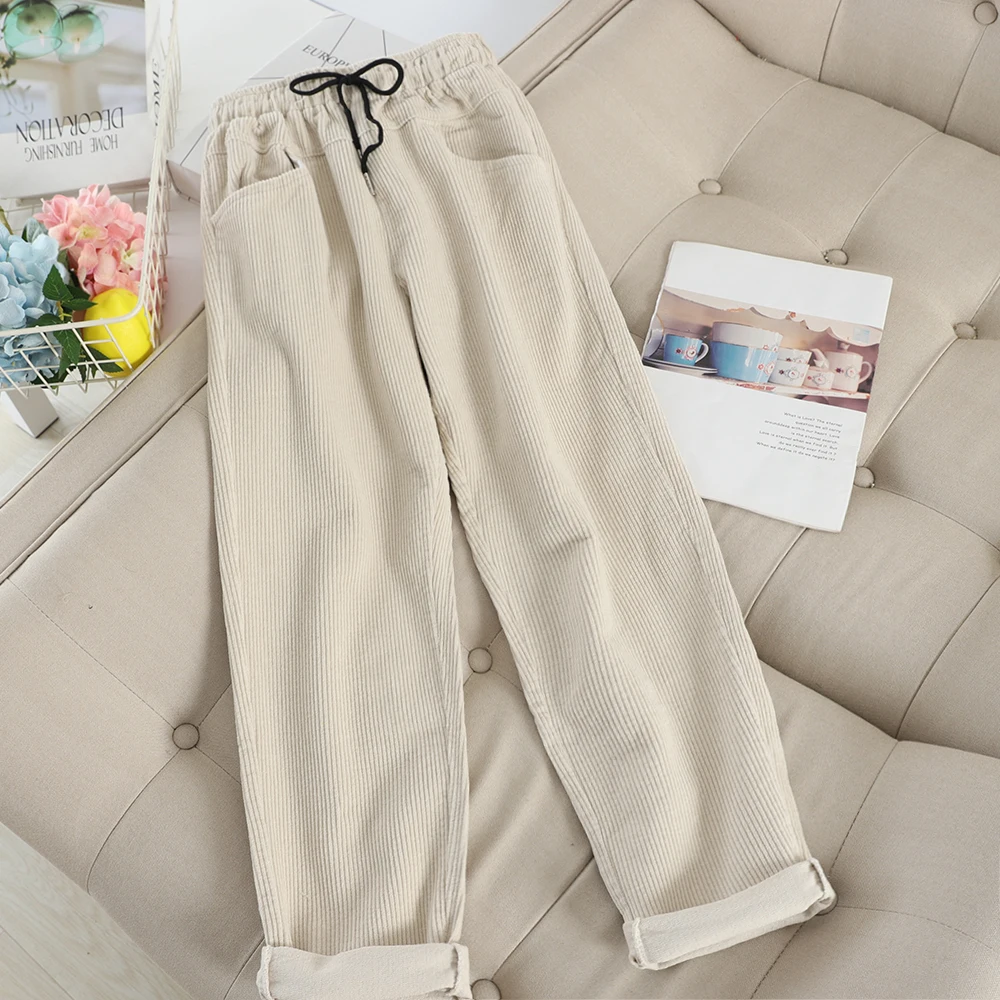 SINGRAIN женские вельветовые прямые штаны винтажные Харадзюку брюки с эластичной