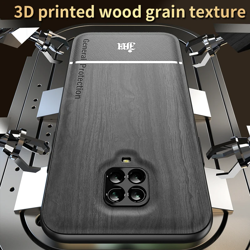 Bionic Wood Grain Mobile Phone Back Case For Xiaomi Redmi Note 9 Pro Max 9S 9T T Car Magnetic Adsorption Ring Bracket Cover