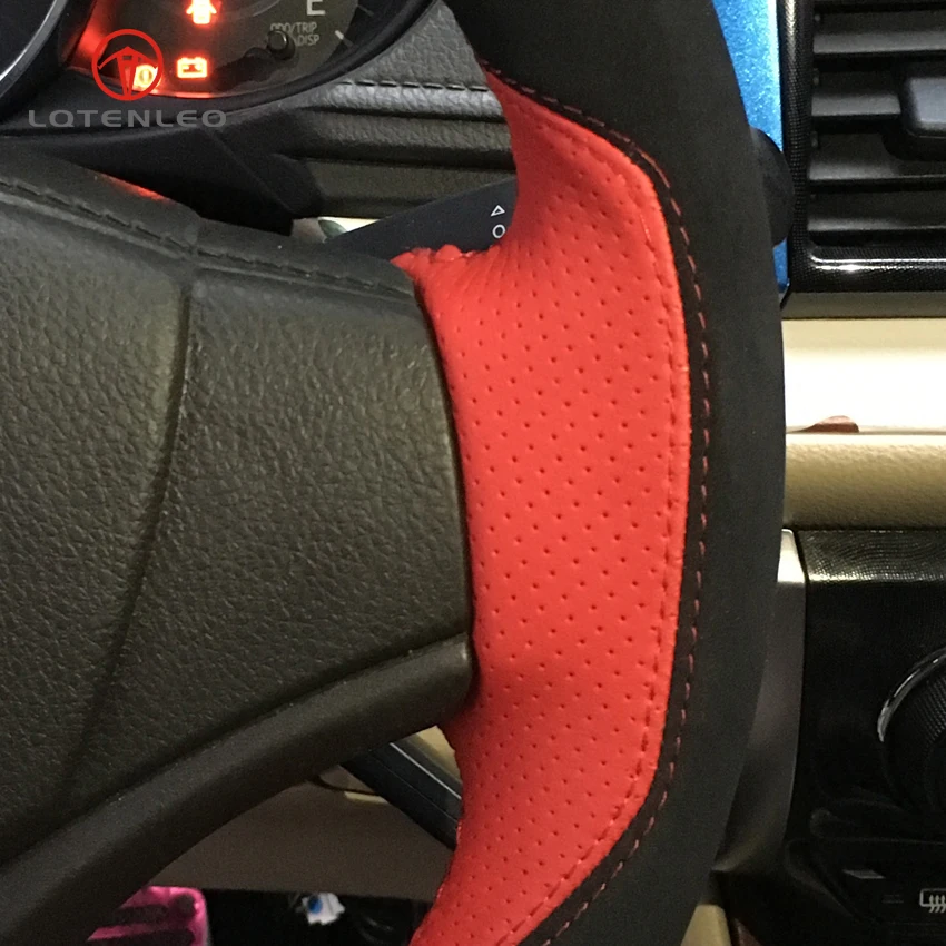 LQTENLEO черная замшевая Оранжевая Кожа ручной работы прошитый чехол рулевого