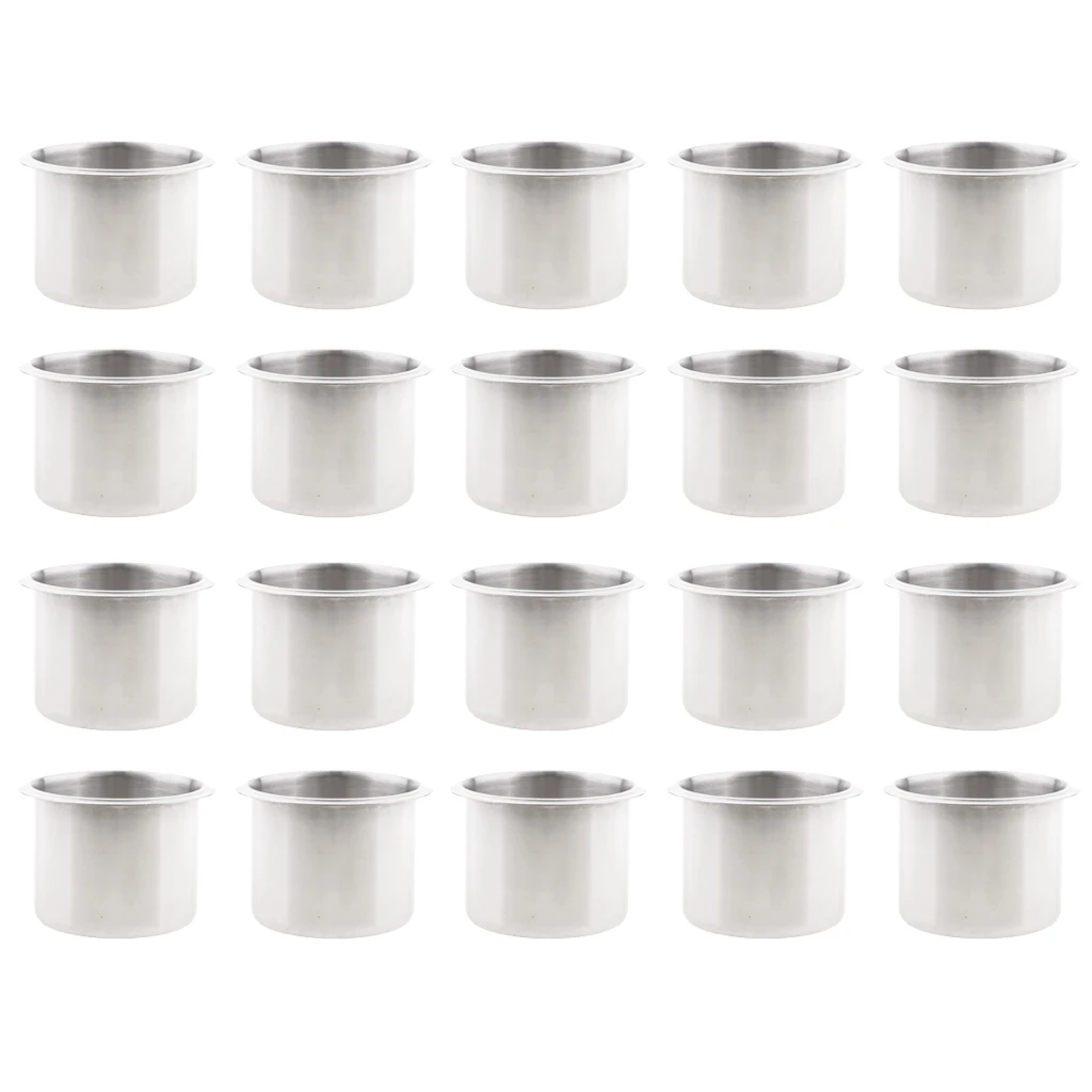 

Pack of 20 Small Stainless Steel Recessed Cup Drink Holder For Poker Table and Boat & RV Cars