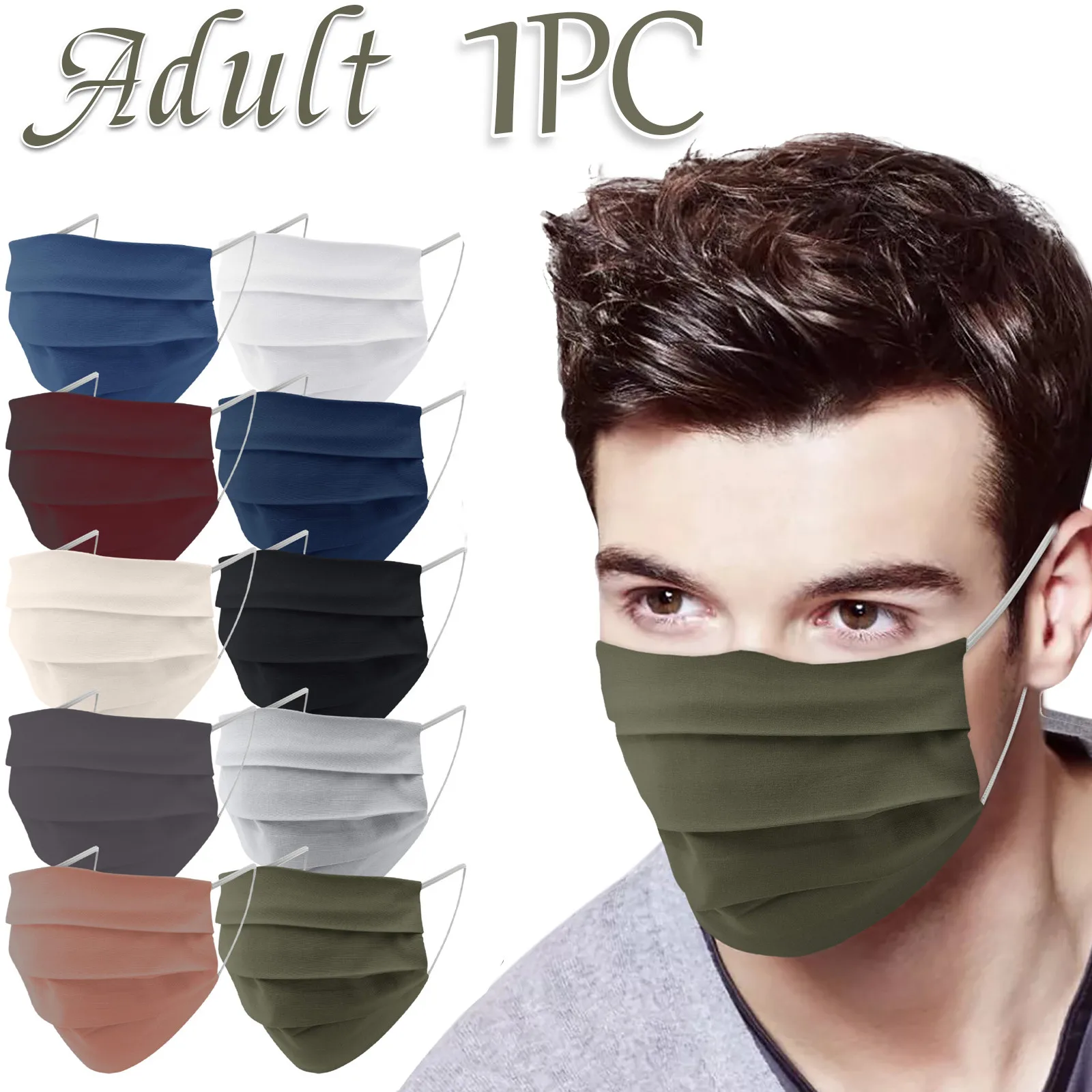 

1pc Adult Washable Reusable Breathable Woven Double Layer Pluggable Gasket Solid Color Mask Fashion Scarf Cotton Facemask