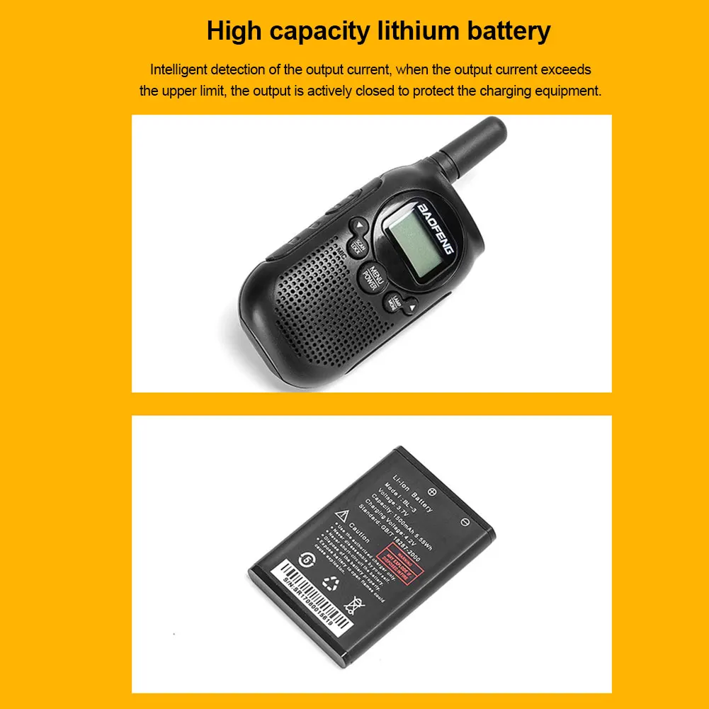 

2pcs Long Distance Ergonomic Team Adventures Birthday Gift Kid Walkie Talkie 2 Way Radio Hiking Mini Rechargeable Communication
