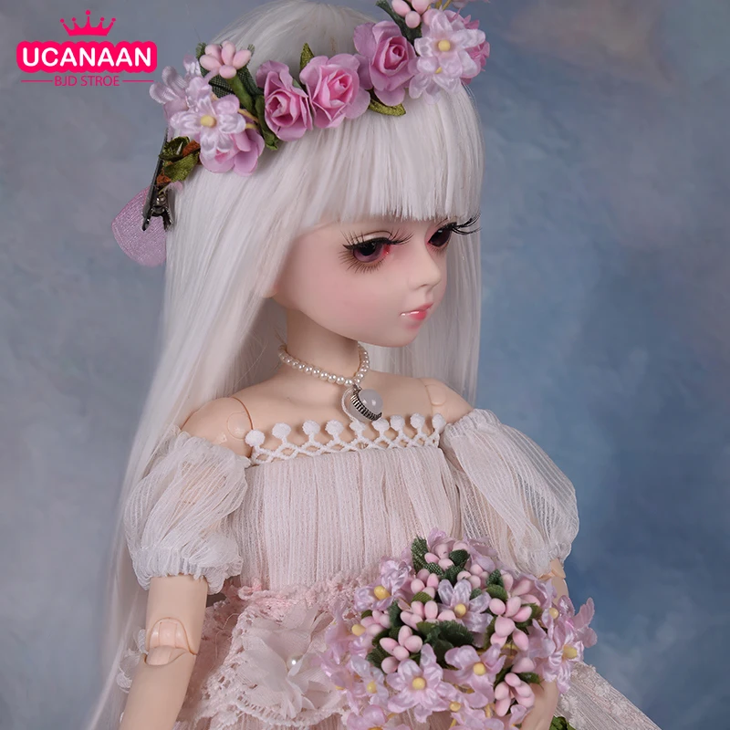 UCanaan/1/4 BJD кукла 45 см SD куклы 18 Шаровые опоры с Полный комплект одежды белый парик Туфли к платью принцессы