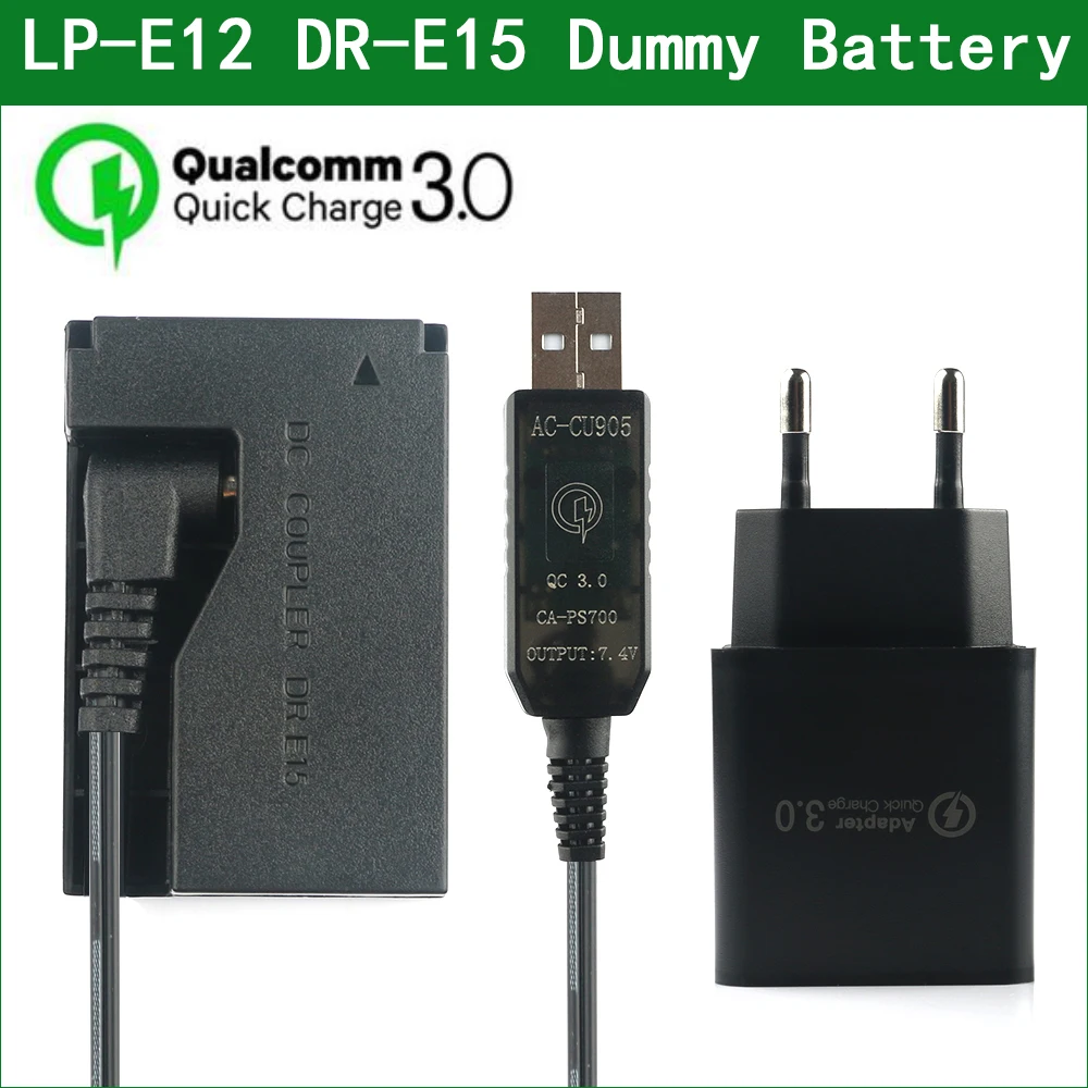 

LP E12 LPE12 Dummy Battery ACK-E15 DR-E15 DC Coupler for Canon EOS 100D Rebel SL1 Kiss X7 PowerShot SX70 HS