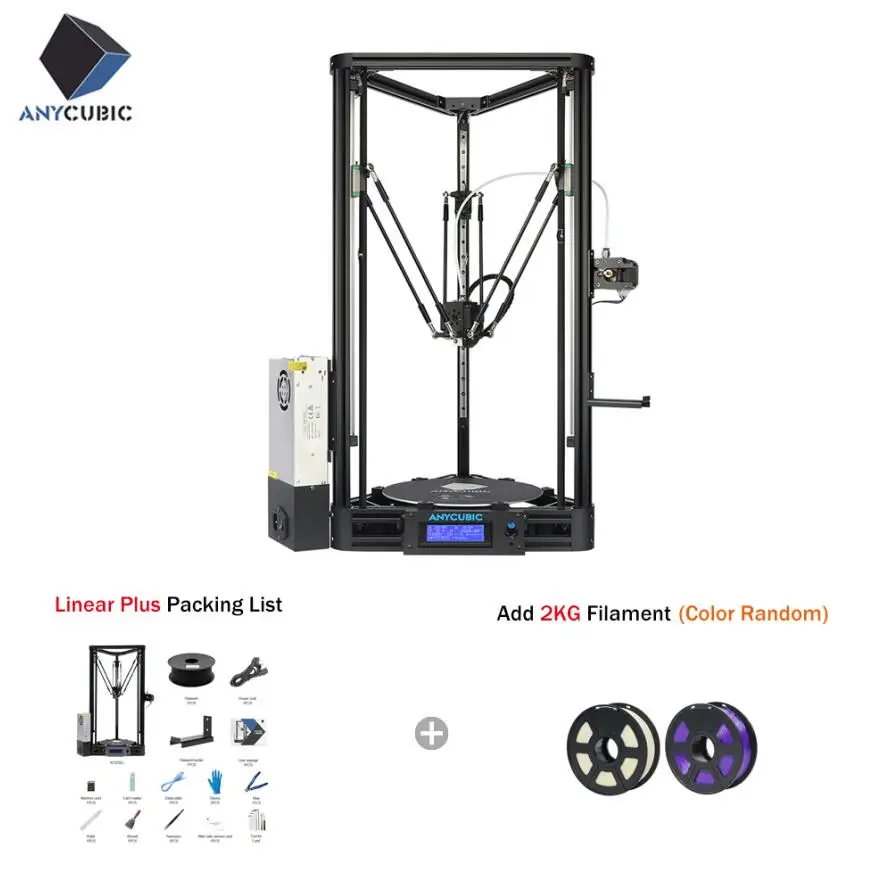 ANYCUBIC Kossel 3d Принтер шкив линейный собранный с автоматическим выравниванием большой 3D печати Impressora 3d комплект принтера - Цвет: Linear plus add 2KG