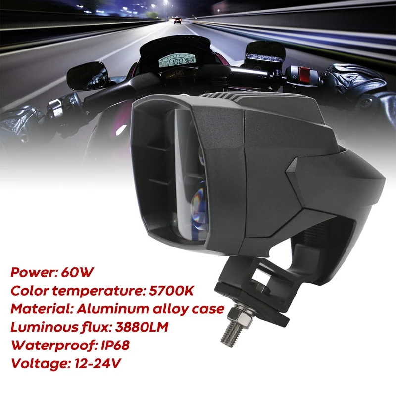 

LED Spotlight Motorcycle USB Bracket Highlight Waterproof DC12V Universal Spotlight