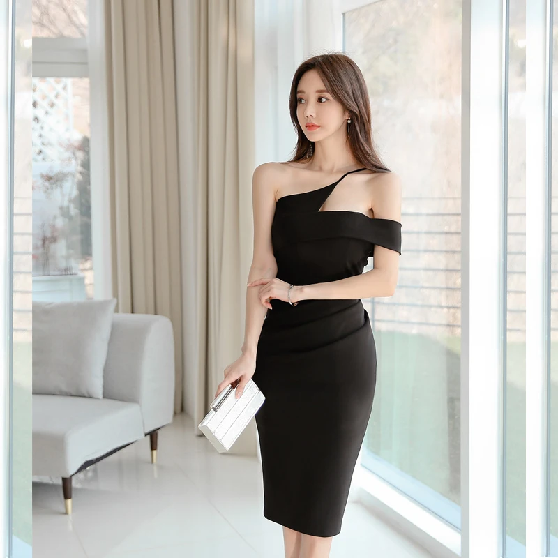 

Новое модное офисное платье с лямкой на шее, асимметричное лоскутное облегающее вечернее платье миди с открытой спиной, элегантное вечерне...