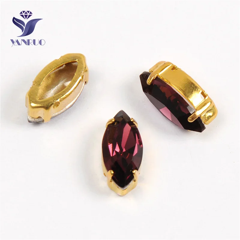 Amethyst Yanruo 4200 забавные маркизы с камнями K9 Глаза Лошади Стразы заостренные сзади Стразы все для шитья - Цвет: Amethyst