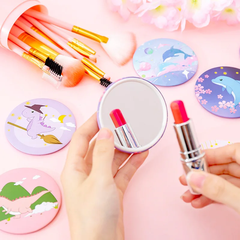 3 шт./лот: милое модное косметическое зеркало с мультяшными животными/милые