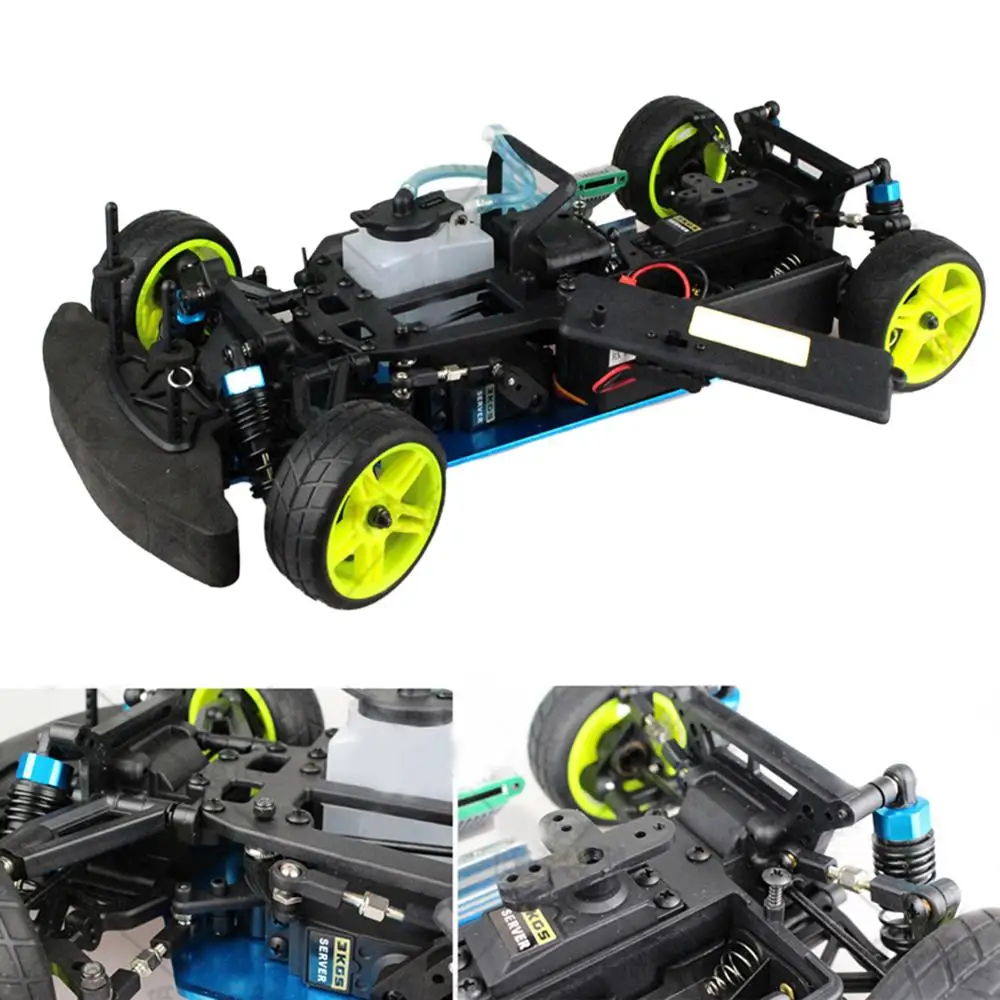 

1:10 Sports Car Fuel Drift Car Chassis Frame Kit with Engine Component and Remote Control Compatible with Toyan FS Series Engine