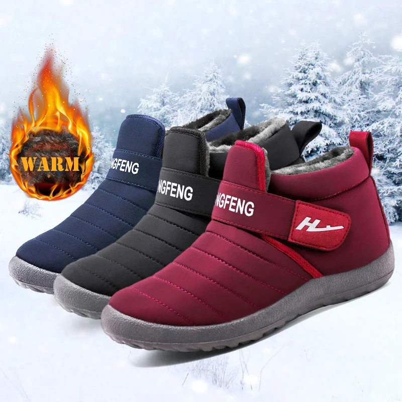 Pop Lovers Shoes New Winter Women Shoes Snow Boots Loafers Warm Fur Ankle Boots Shoes Men Sneakers Plus Size 35-42